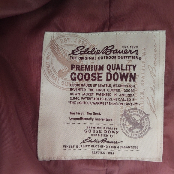 EDDIE BAUER Tan Goose Down Quilted Jacket Size Large - Picture 6 of 14